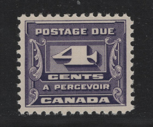 Lot 61 Canada (C) #J13 4c Bluish Violet , 1933-1934 Third Postage Due, A VFNH Single, BABN-OO Paper, Perf 10.8x10.7