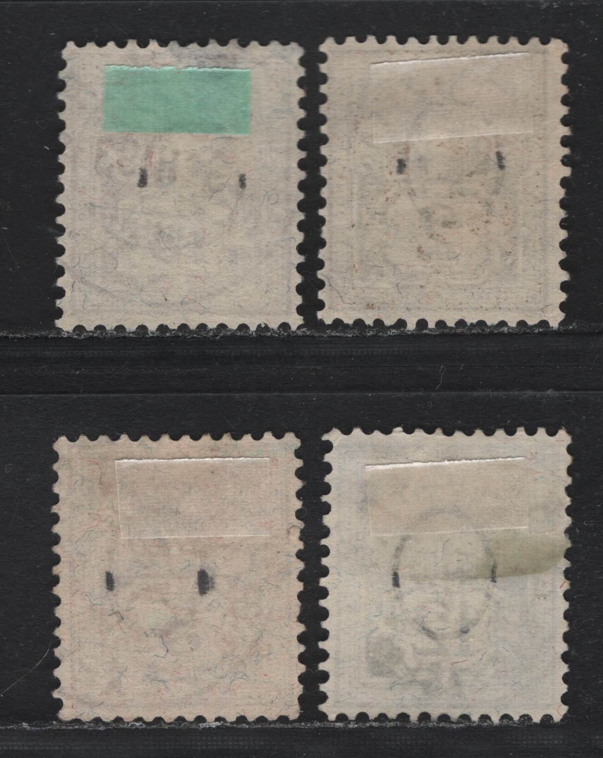 Lot 69 Switzerland Scott#69a, 71b, 74a, 76b 2c - 15c Olive Brown , 1882-1899 Numeral & Cross Issue, 4 Fine Used Singles, Type 1 Wmk, Granite Paper, 15c Has A Shallow Hinge thin.