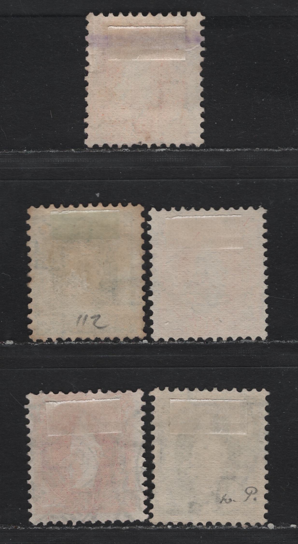 Lot 76 Switzerland Scott#105, 108, 112, 119, 124 20c - 1fr Orange - Gray , 1905-1907 Helvetia Issue, 5 Fine Used Singles, Perfs 11.5x11, 11.5x12 & 11.5, 1fr On Franite Paper, Crosses Wmk.