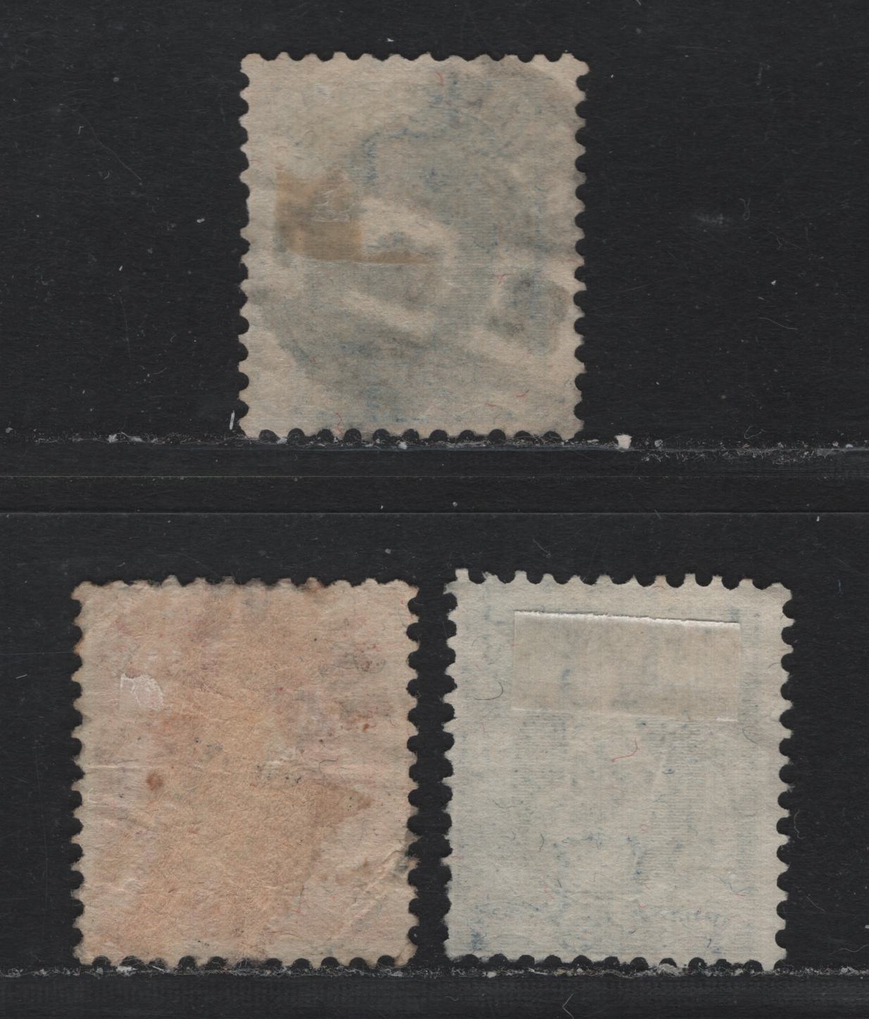 Lot 78 Switzerland Scott#120, 124 25c - 1fr Blue - Carmine , 1907 Helvetia Issue, 3 Very Good Used Singles, Crosses Wmk, Perfs 11.5x12, Granite Paper, Two Shades Of 25c, 1fr Has A Light Crease.