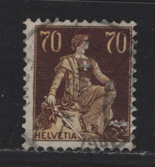 Lot 83 Switzerland Scott#141 70c Dark Brown & Buff , 1907-1925 William Tell's SON & Helvetia Issue, A Fine Used Single