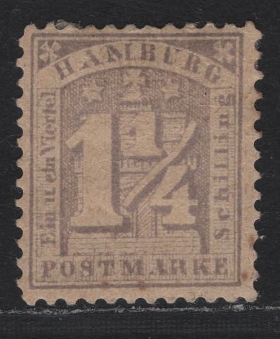Lot 306 Hamburg (C) Scott#22r 1.25s Lilac , 1864-1865 Arms Issue, A FOG Single, Reprint, Unwatermarked Paper, Perf 11.5.