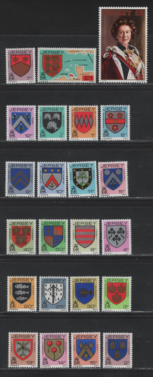 Lot 361 Jersey (C) SC#246-268 1/2p - £5 Multicolored , 1981-1983 Arms & Queen Elizabeth II Issues, 23 VFOG Singles