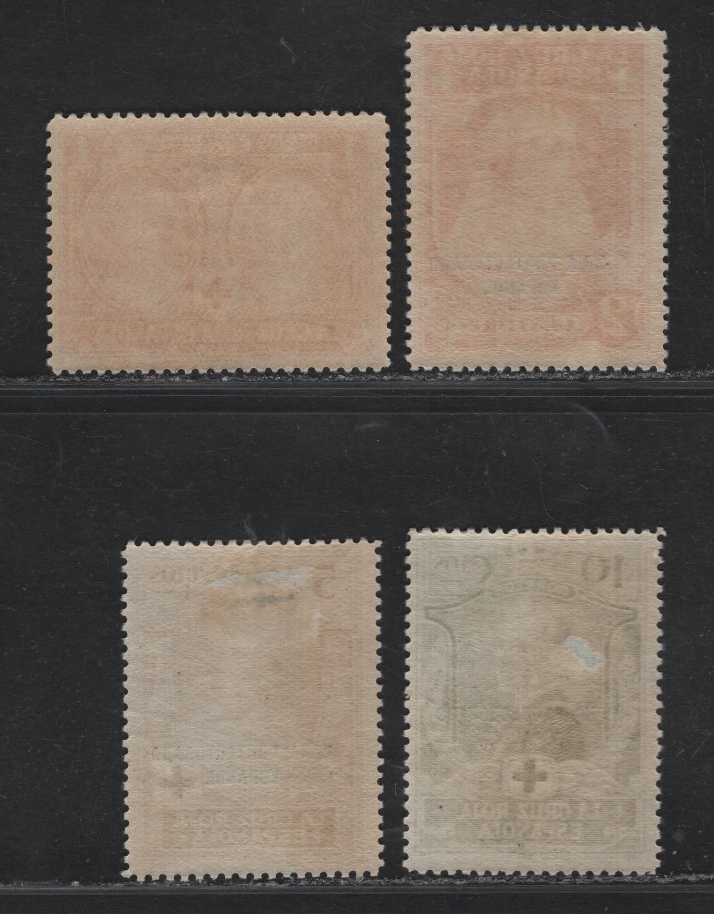 Lot 396 Spanish Moroco (C)  SC#B1-B4 1c - 10c Orange - Dark Green , 1926 Semi Postal Issue, 4 VG/F/VFOG/NH Singles, Small Thin On 10c, 1c is NH
