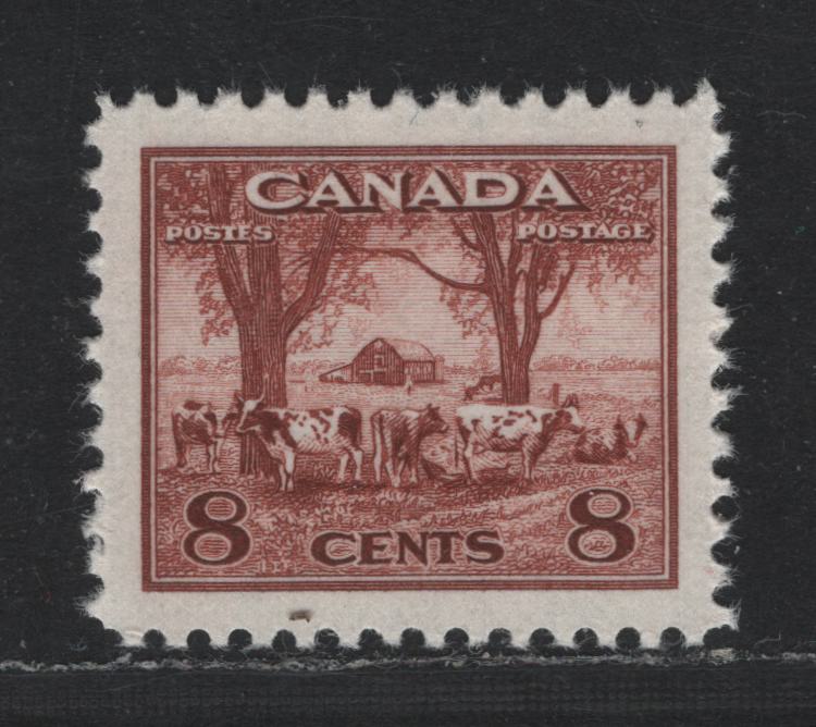 Lot 402 Canada #256 8c Deep Lake Red Farm Scene, 1942 King George VI War Issue, A SUP NH Single On CBN-IIII Paper, Perf 11.9x11.85