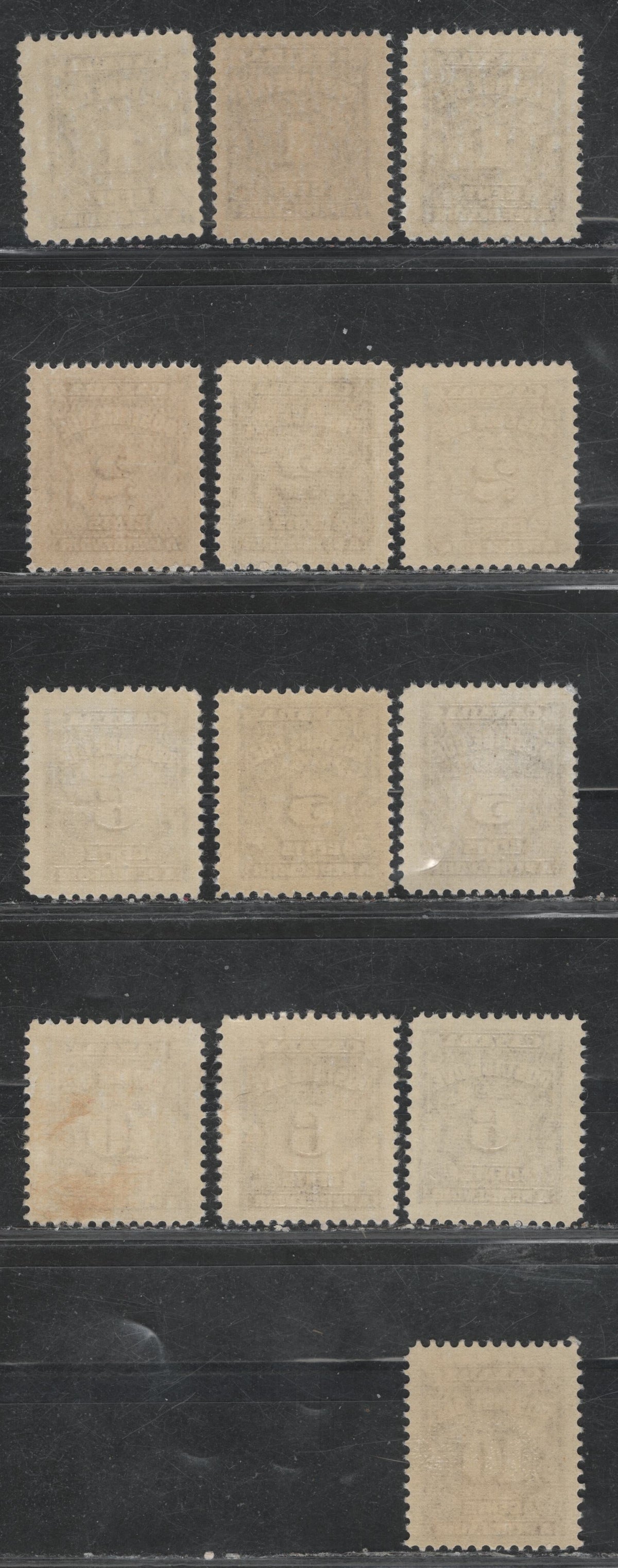 Lot 339 Canada SC#J15/J20 1c-2c, 5c-10c Violet, Deep Rose Lilac & Blackish Lilac 13 Fine OG Singles On A Variety of DF Papers, Varying In Fluorescence From 1-2, Unchecked As To Exact Perfs, All Different From The Stamps in Other Lots