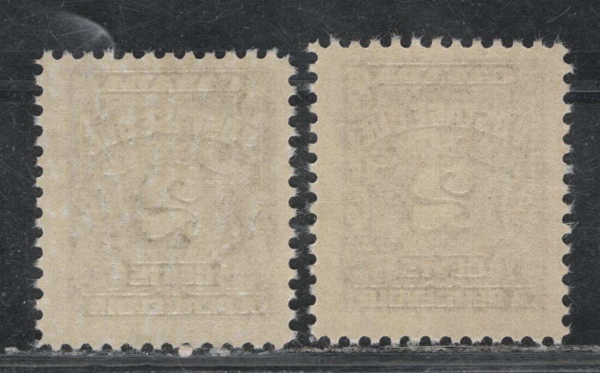 Lot 348 Canada #J16var 2c Deep Violet - Blackish Violet , 1935-1965 4th Postage Due Issue, 2 FNH Singles, Unlisted LF (CBNE-K) & CBNE-L Papers, Perfs 11,9x12 & 11.9, Scarce Paper Types.
