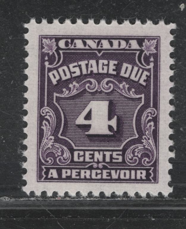 Lot 352 Canada #J17var, J17bvar 4c Violet , 1935-1965 4th Postage Due Issue, A VFNH Single, Unlisted LF (CBNE-H) Paper, Perf 12, Much Scarcer Compared To DF Paper.