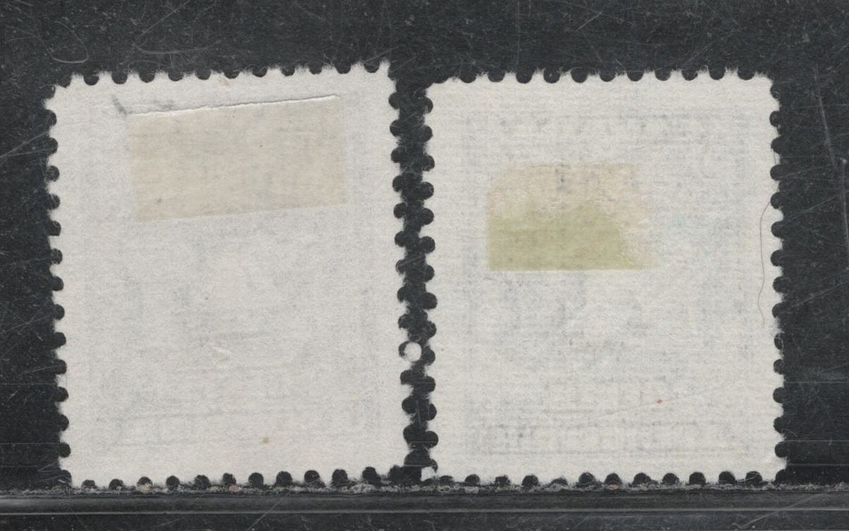 Lot 355 Canada SC#J17var 4c Very Dark Violet Numeral, 1935-1967 Fourth Postage Due Issue, 2 VF Used Singles On Unlisted CBNE-B & CBNE-C Papers, Very Scarce