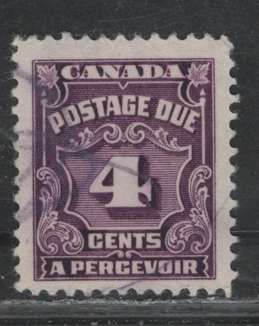 Lot 357 Canada SC#J17var 4c Reddish Violet Numeral, 1935-1967 Fourth Postage Due Issue, A Fine Used Single On Scarce, Thin, Unlisted CBN-PPPPPPP Paper
