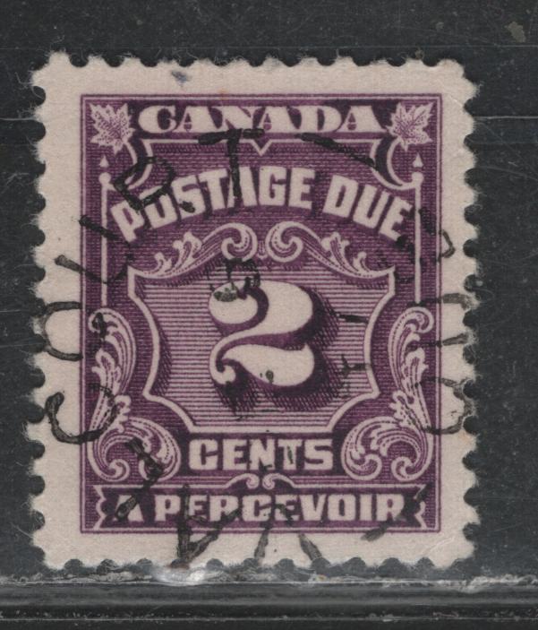 Lot 358 Canada #J16c 2c Bright Red Violet , 1935-1965 4th Postage Due Issue, A Fine Used Single, Scarce Used Example, SON 1947 Valcourt, QC Split Ring Cancel, Two Very Light Corner Creases.