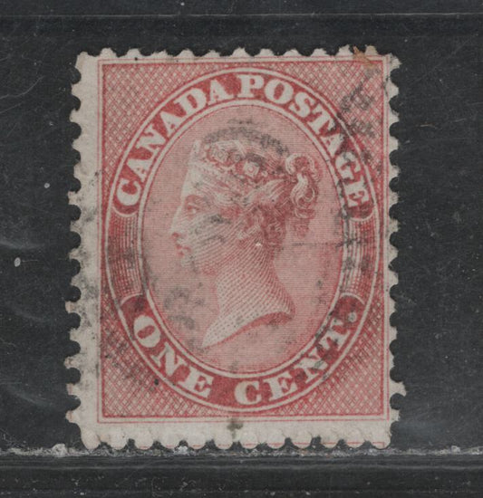 Lot 375 Canada (C) #14viii 1c Brownish Rose , 1859-1864 First Cents Issue, A Very Good Used Single, Perf 12l.1x11.75, Cents-A Paper, Very Small Pinpoint Thin, Which Is Only Visible With Backlight.