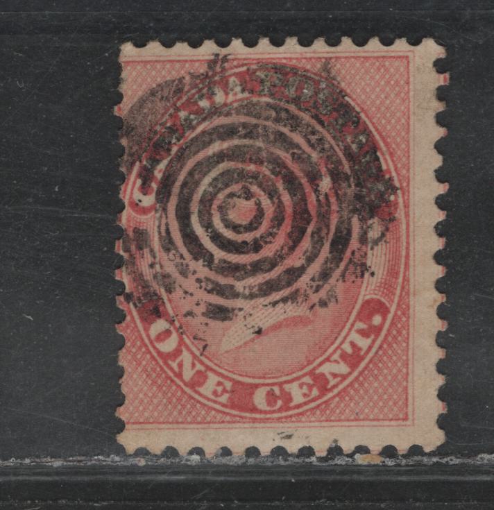 Lot 376 Canada (C) #14viii 1c Rose , 1859-1864 First Cents Issue, A Good Used Single, Cents-A Paper, Perf 11.75x12