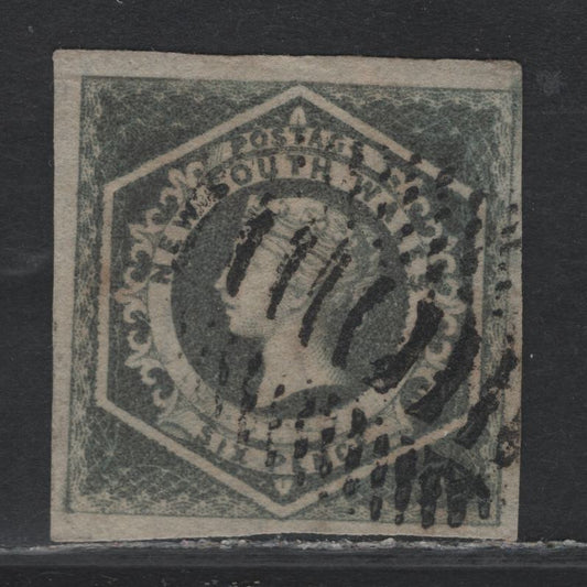 Lot 312 Australia - NSW SG#94 6d Gray , 1854-1859 Queen Victoria Diadem Issue, A Very Fine Used Imperf Single, Wmk '6' (Double Lined Figures), 3 Large Margins With Right Margin Large To Clear