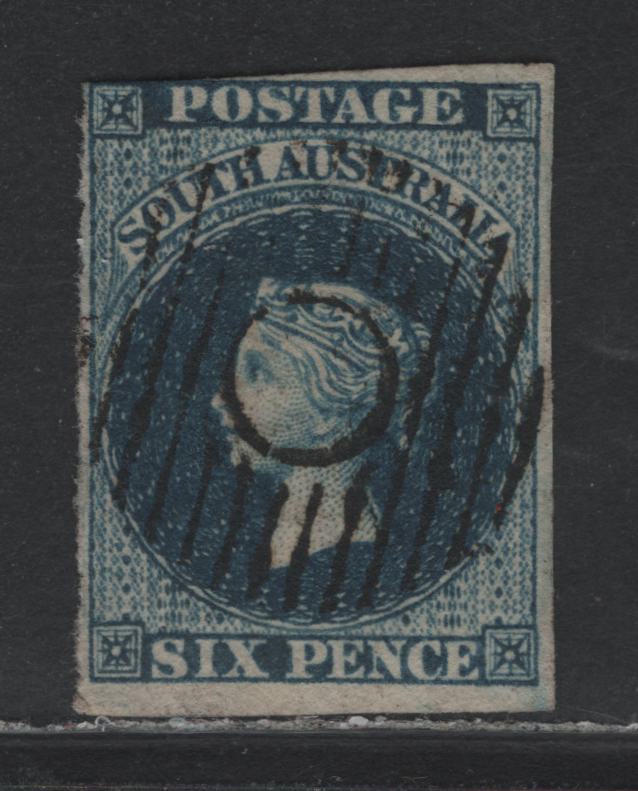 Lot 326 Australia - South Australia SG#3 6d Deep Blue , 1855 Perkins Bacon Courbould Head Issue, A Fine Used Single, Large Star Wmk, London Printing