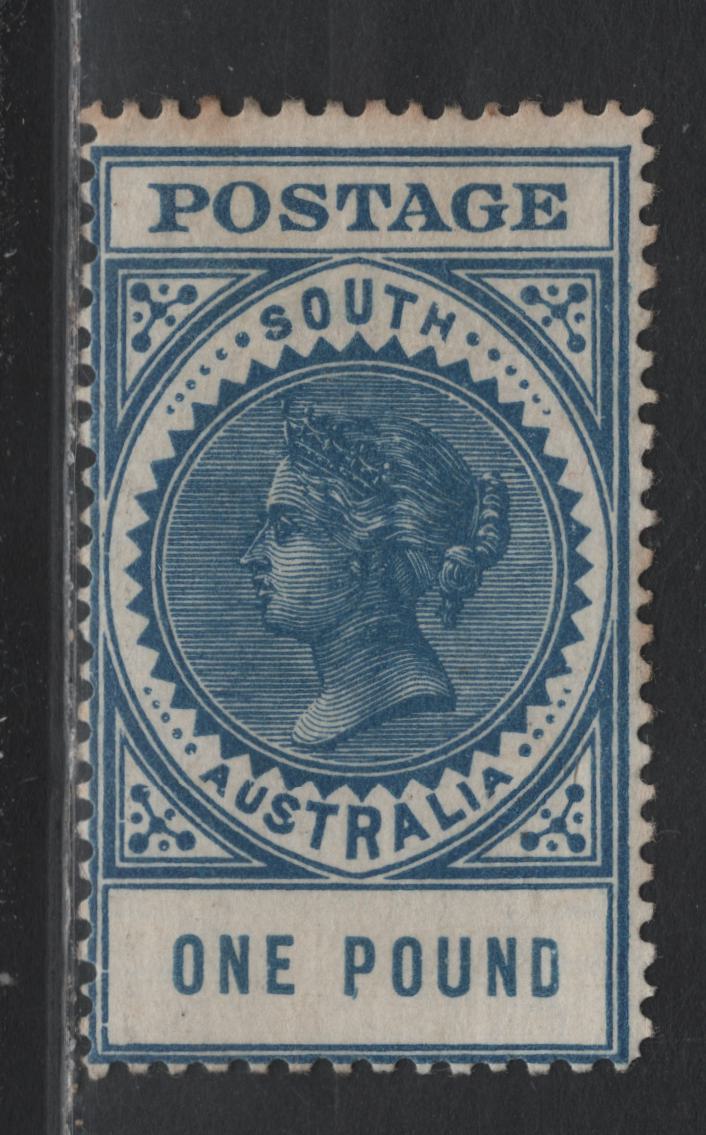 Lot 333 Australia - South Australia SG#292 £1 Deep Blue , 1904-1911 Queen Victoria Issue, A VGOG Single, Perf 12, Thick 'Postage' Inscription, Crown Over SA Wmk, Slight Gum Toning At Top.