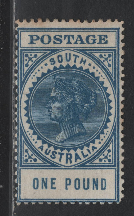 Lot 333 Australia - South Australia SG#292 £1 Deep Blue , 1904-1911 Queen Victoria Issue, A VGOG Single, Perf 12, Thick 'Postage' Inscription, Crown Over SA Wmk, Slight Gum Toning At Top.