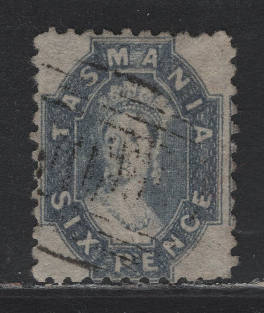 Lot 336 Australia - Tasmania SG#65 6d Dull Cobalt , 1863-1871 Chalon Head Issue, A Very Fine Used Single, Perf 10, Double Lined Numeral Wmk