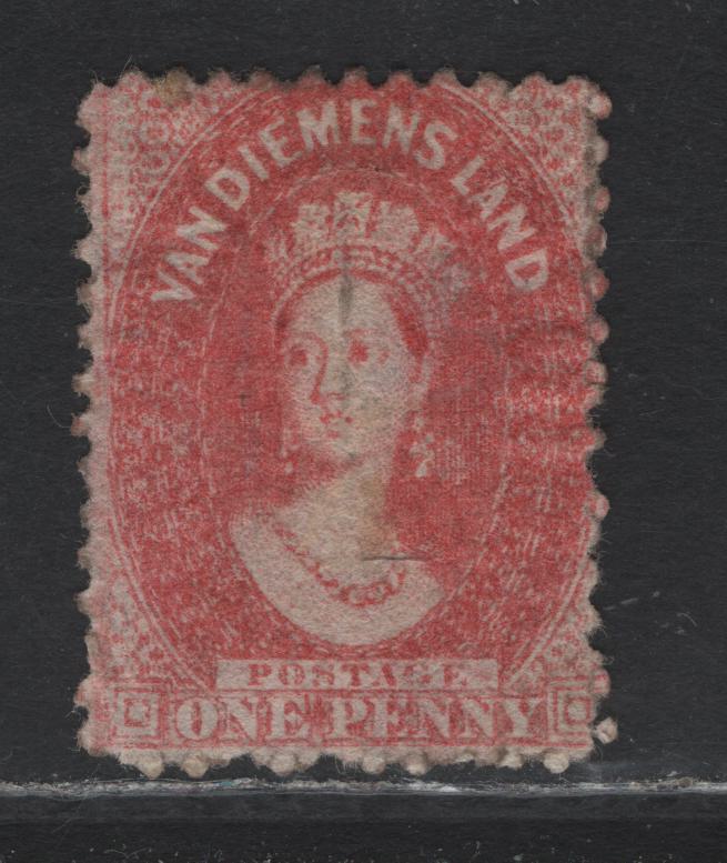Lot 337 Australia - Tasmania SG#70 1d Carmine , 1863-1871 Chalon Head Issue, A Good Disturbed Gummed Single, Perf 12, Light Corner Crease At LL, Gum Looks Original, But Probably Sweated.