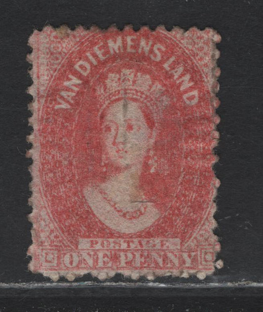 Lot 337 Australia - Tasmania SG#70 1d Carmine , 1863-1871 Chalon Head Issue, A Good Disturbed Gummed Single, Perf 12, Light Corner Crease At LL, Gum Looks Original, But Probably Sweated.