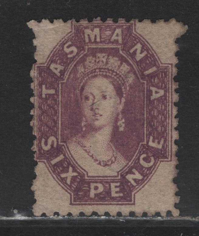 Lot 338 Australia - Tasmania SG#135 6d DullLilac , 1871-1891 Chalon Head Re-Issue, A Fine Unused Single, Perf 11.5x12, Double Lined Numeral Wmk