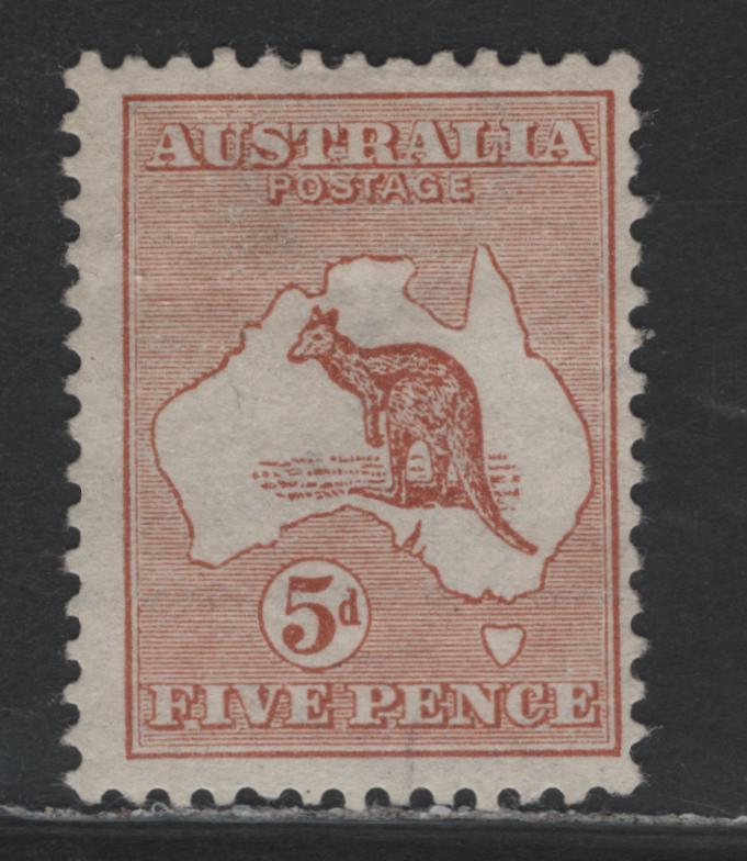 Lot 362 Australia SG#8 5d Chestnut , 1913-1914 Kangaroo Issue, A FOG Single, Die 2, First Wmk (Wide Crown Over A)