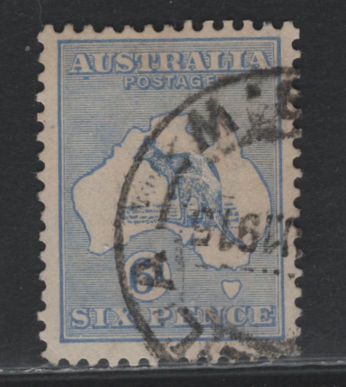 Lot 365 Australia SG#26 6d Ultramarine , 1915 Kangaroo & Map Issue, A Very Fine Used Single, Die 2, Second Wmk (Pointy Crown Over A), Showing Frame Break 6mm From Top of Design, Rather Than 9mm Required To Identify As Die 2a.