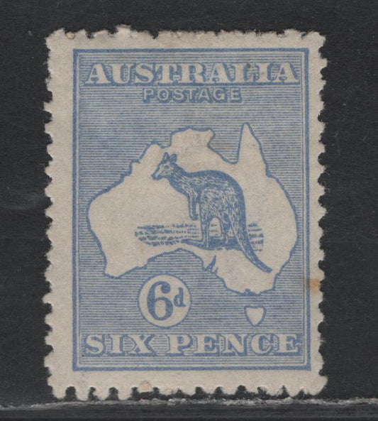 Lot 371 Australia SG#38 6d Ultramarine , 1915-1927 Kangaroo & Map Issue, A FOG Single, Die 2, Third Wmk (Narrow Crown Over A), Small Gum Spot On Lower Right Margin.