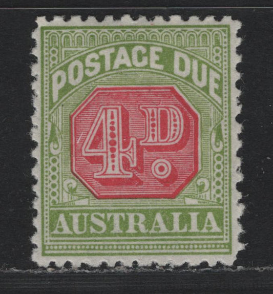Lot 380 Australia SG#D98 4d Carmine & Yellow Green , 1922-1930 Postage Dues, A VFOG Single, Crown over A Wmk, Perf 11