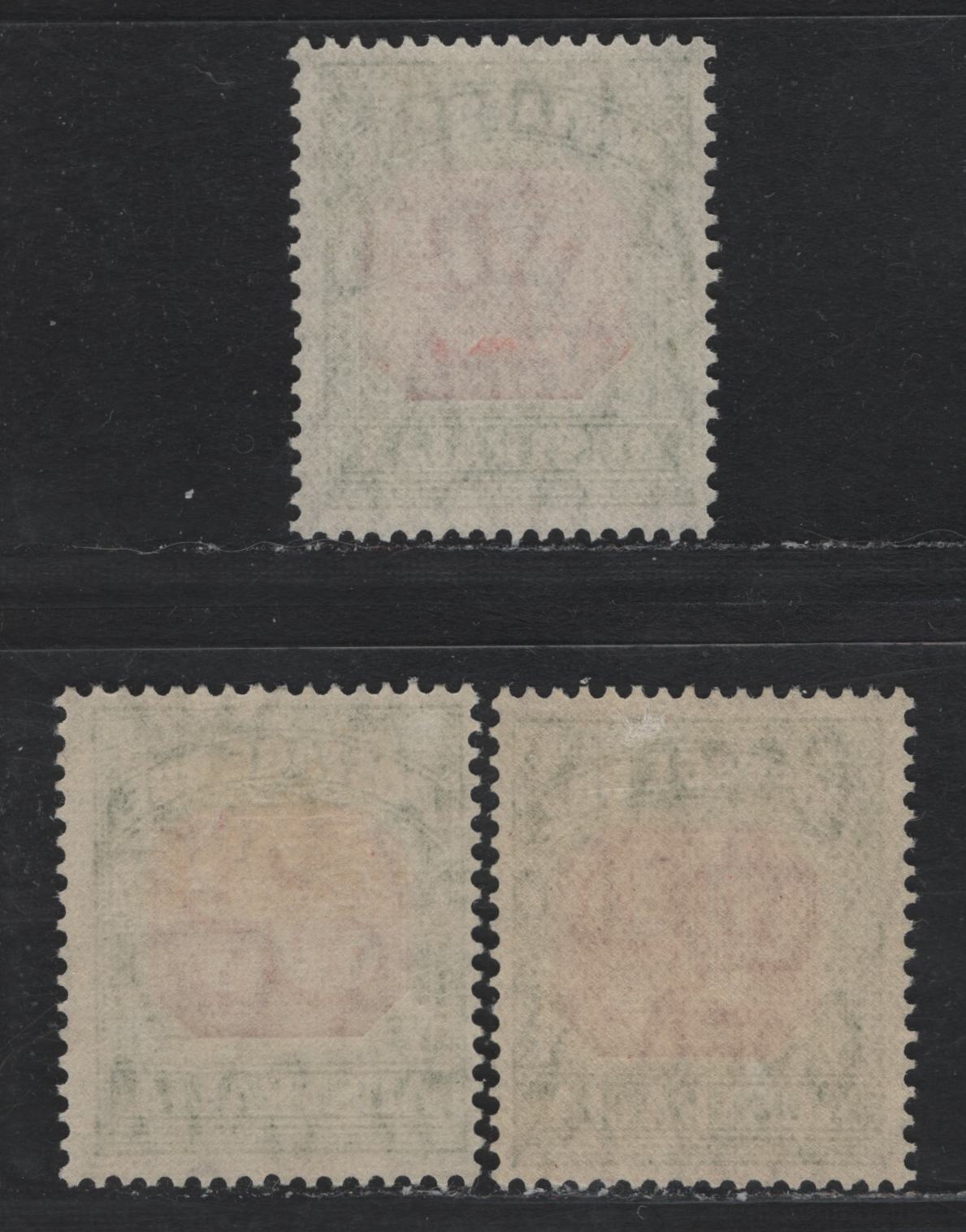 Lot 386 Australia SG#D123-D124, D126 4d - 7d Scarlet & Yellow Green , 1946-1957 Postage Dues, 3 F/VFOG Singles, Redrawn Die, C of A Wmk