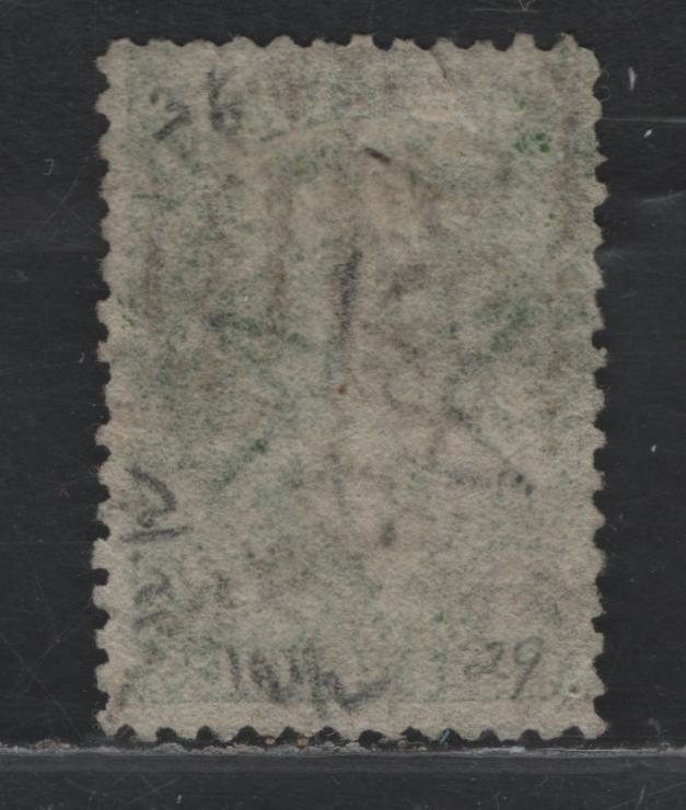 Lot 308 New Zealand SG#123 1/- Deep Green , 1864-1871 Chalon Heads Issue, A Good Used Single, Comb Perf 12.5, Large Star Wmk, Auckland Centering, Auckland Duplex Cancel, Small Tear Above Z Of Zealand.