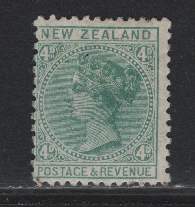 Lot 323 New Zealand SG#199 4d Green , 1888-1895 Second Sideface Issue, A Fine Unused Single, Vertical Mesh Paper, Comb Perf 12x11.5