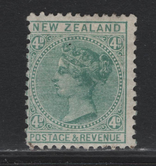 Lot 323 New Zealand SG#199 4d Green , 1888-1895 Second Sideface Issue, A Fine Unused Single, Vertical Mesh Paper, Comb Perf 12x11.5
