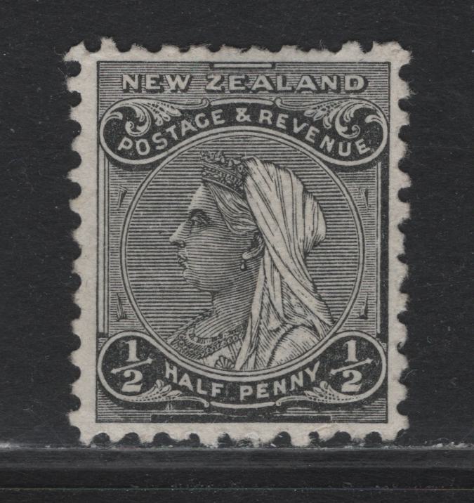 Lot 324 New Zealand SG#236 1/2d Black , 1895-1900 Second Sideface Issue, A Very Fine Unused Single, Vertical Wove Paper, Perf 11
