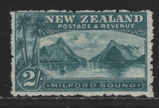 Lot 331 New Zealand SG#316a 2/- Blue Green , 1902-1907 Pictorial Issue, A FOG Single, Star & NZ Wmk, Perf 11