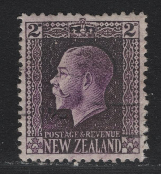Lot 348 New Zealand SG#417a 2d Bright Violet , 1915-1930 Perkins Bacon KGV Engraved Sideface Issue, A Very Fine Used Single, Perf 14x14.5, Scarce Postally Used Example With Light Machine Cancel