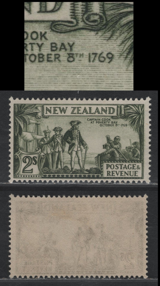 Lot 367 New Zealand SG#568c 2/- Olive Green , 1935-1936 Pictorial Issue, A FOG Single, Perf 13.75x13.8
