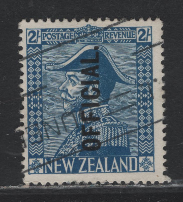 Lot 379 New Zealand SG#O112 2/- Blue , 1927-1933 Official Overprinted KGV Admiral Issue, A Fine Used Single