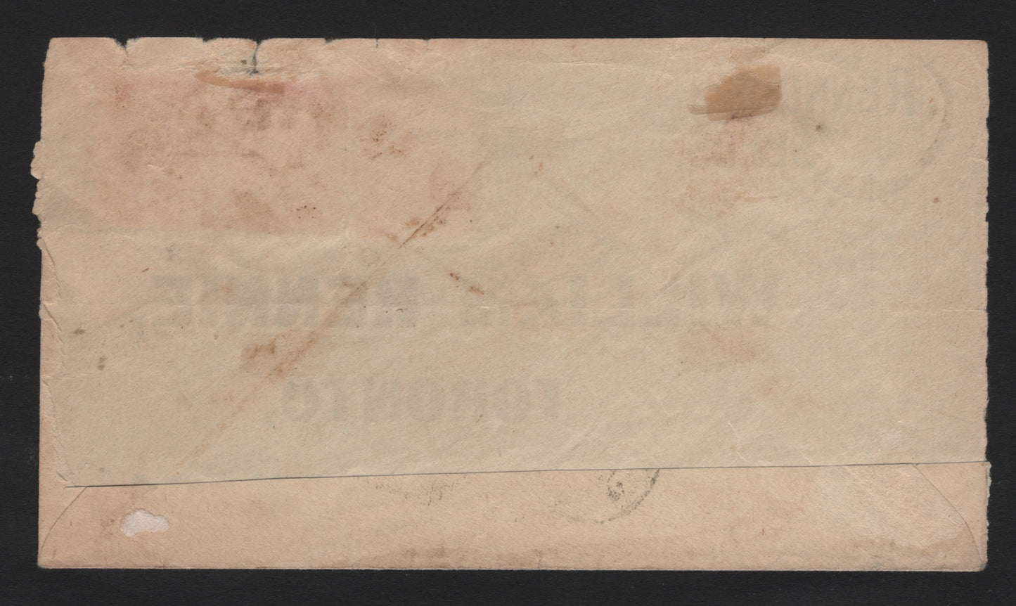 Lot 399 Canada (C) SC#36b, 41 2c - 3c Green - Orange Vermillion , 1870-1897 Small Queen Issues, A F/VF used Cover, Renie's Seeds Cover Franked With Bisect of 2c & Pair+Single Of 3c, All 2nd Ottawa Printing, Overpaying 10c Double Weight Rate By 1c.