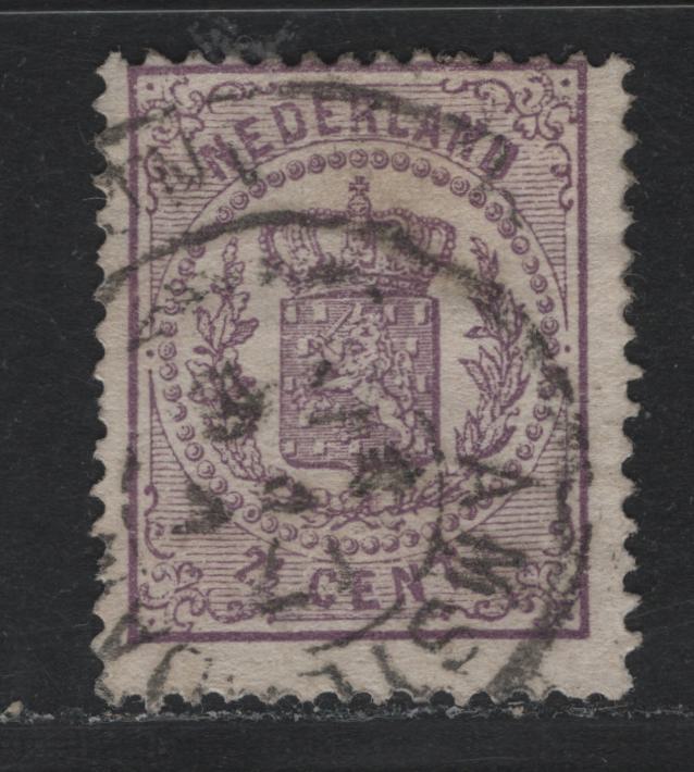 Lot 311 Netherlands SC#22 2.5c Violet , 1869-1871 Arms Issue, A Fine Used Single, Comb perf 13.25, Amsterdam CDS