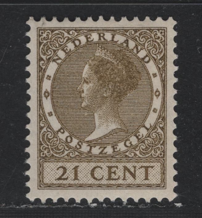 Lot 316 Netherlands SC#184 21c Olive Brown , 1926-1929 Queen Wilhelmina Photogravure Issue, A VFOG Single, Circle Wmk