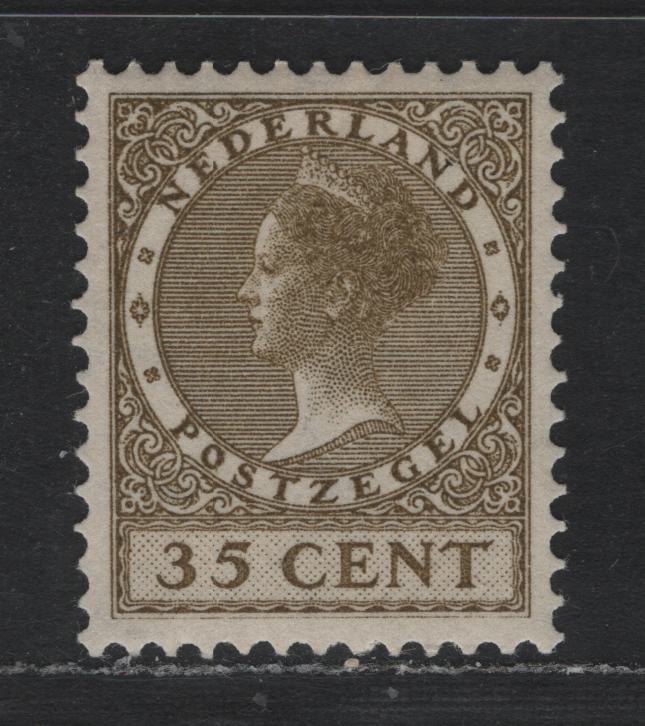 Lot 317 Netherlands SC#190 35c Olive Brown , 1926-1929 Queen Wilhelmina Photogravure Issue, A VFPOG Single, Circle Wmk, Large Part OG