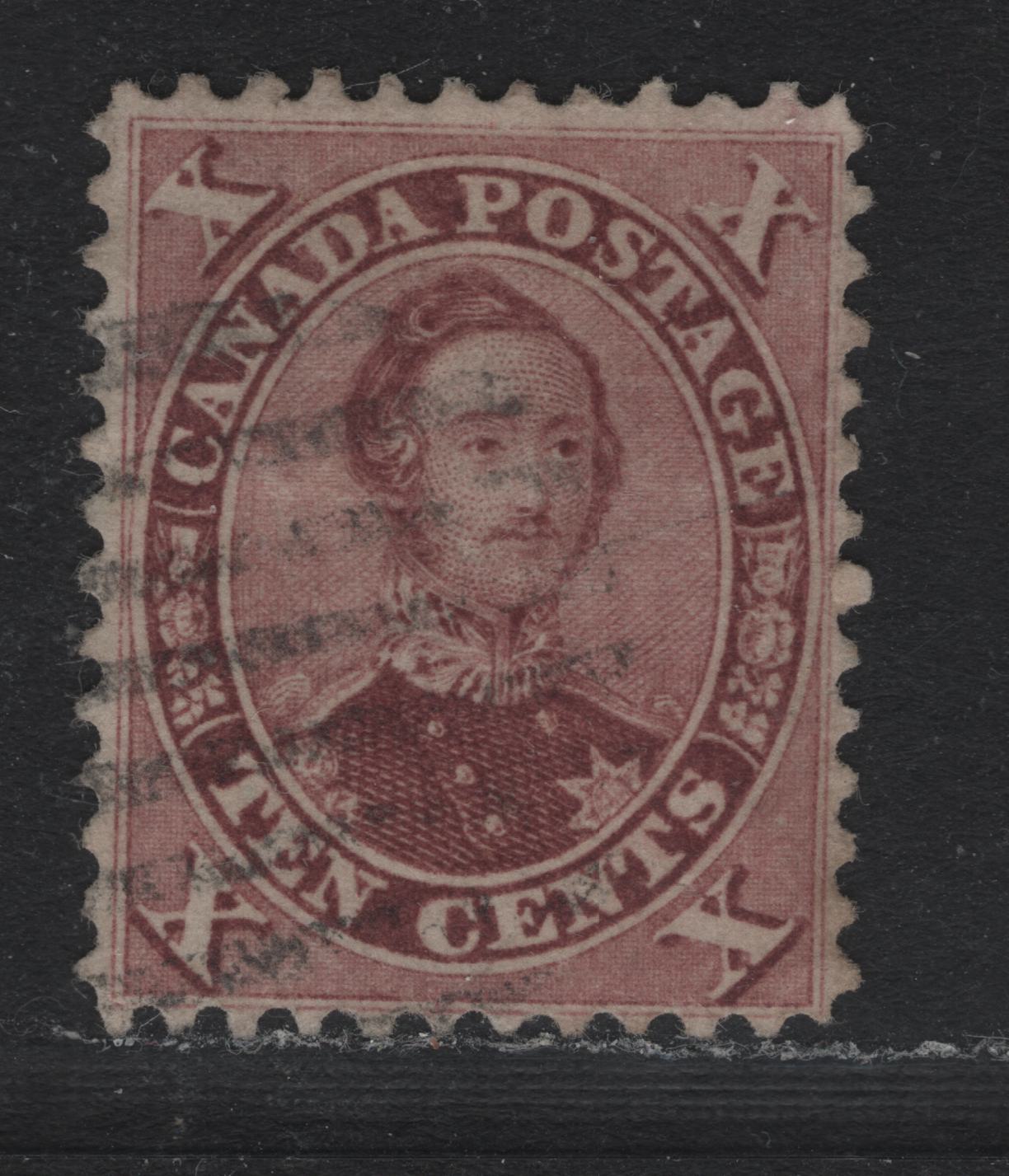 Lot 356 Canada #17 10c Deep Red Lilac , 1859-1864 First Cents Issue, A Very Fine Used Single, Cents-GG Paper, Perf 11.75x12, Well Centered Example In This Deep Shade.