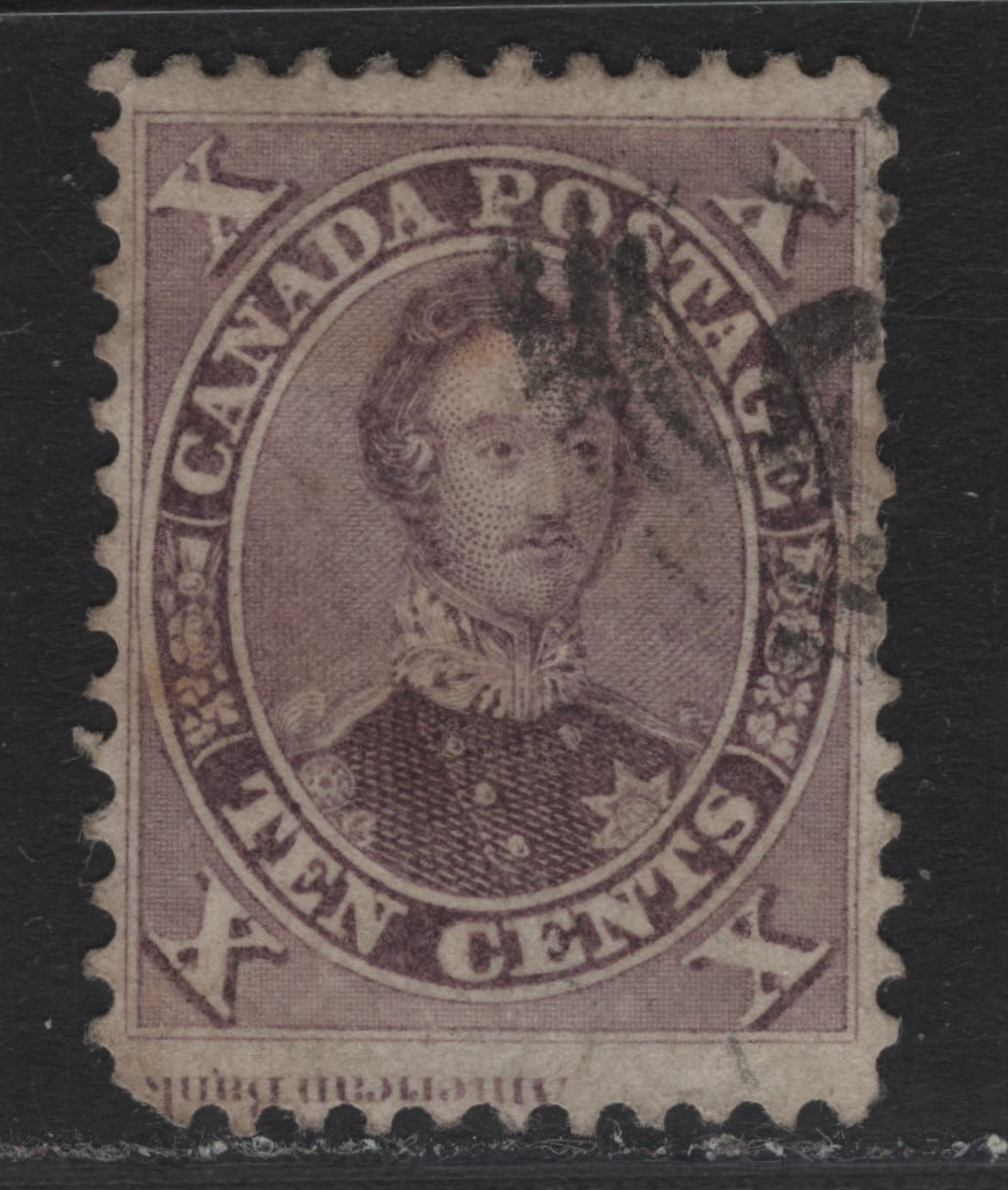 Lot 359 Canada #17vii 10c Pale Violet Brown , 1859-1864 First Cents Issue, A Very Good Used Single, Perf 12x11.75, Cents-C Paper, Showing Imprint In Bottom Margin, Well Centered But Several Short Perfs And Some Minor Toning At Left.