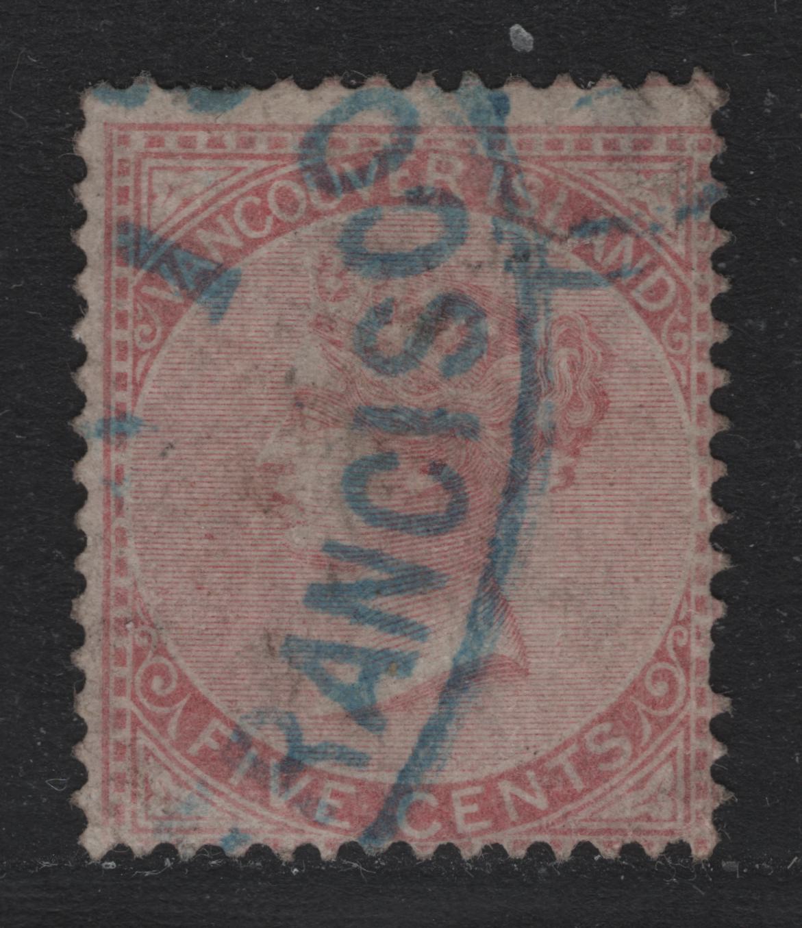 Lot 370 Vancouver Island (C) #5 5c Rose , 1865 Queen Victoria Issue, A Good Used Single, Perf 14, Crown CC Wmk