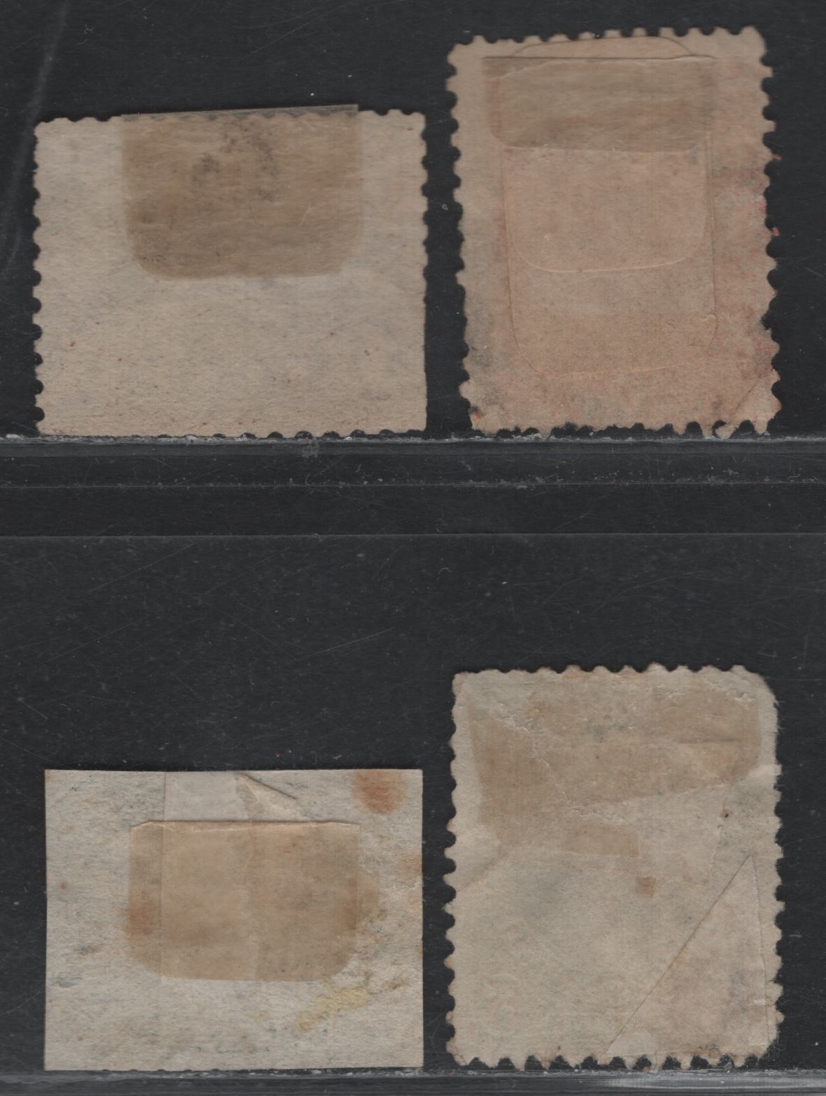 Lot 376 New Brunswick (C) #6, 8-10 1c - 12.5c Red Lilac - Blue , 1860 Cents Issue, 4 Ungraded Used Singles, 4 Spacefiller Examples, All With Moderate To Severe Faults