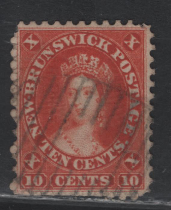Lot 379 New Brunswick (C) #9 10c Brownish Vermillion , 1860 Cents Issue, A Very Good Used Single, Perf 11.75, Cents-E Paper, Well Centered Example With A Large Shallow Thin On The Back.