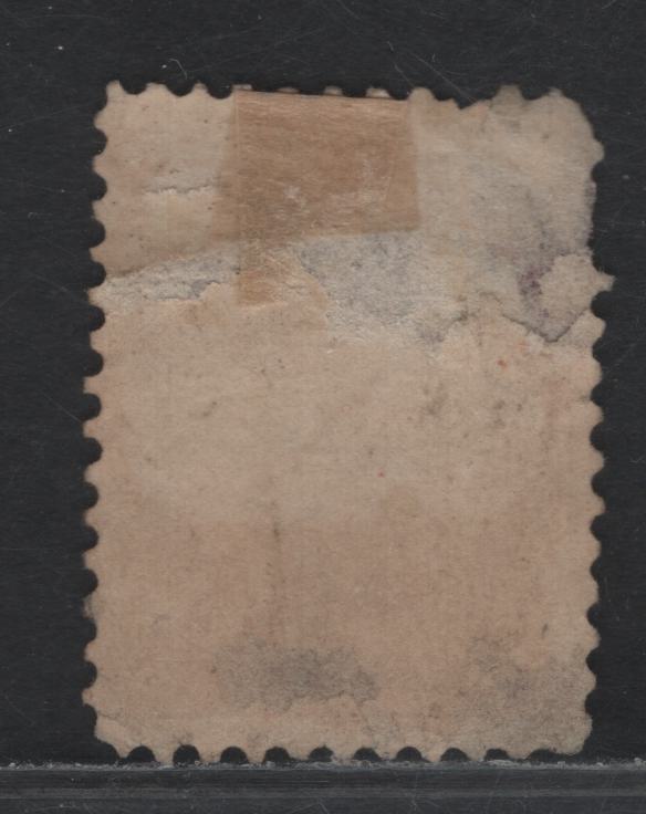 Lot 383 Prince Edward Island (C) #5a 2d Rose , 1862-1865 Queen Victoria Pence Issue, An Ungraded Used Single, Yellowish Paper, Perf 11.75, Presentable, But Severely Damaged Example, Rate #13 Numeral Cancel.