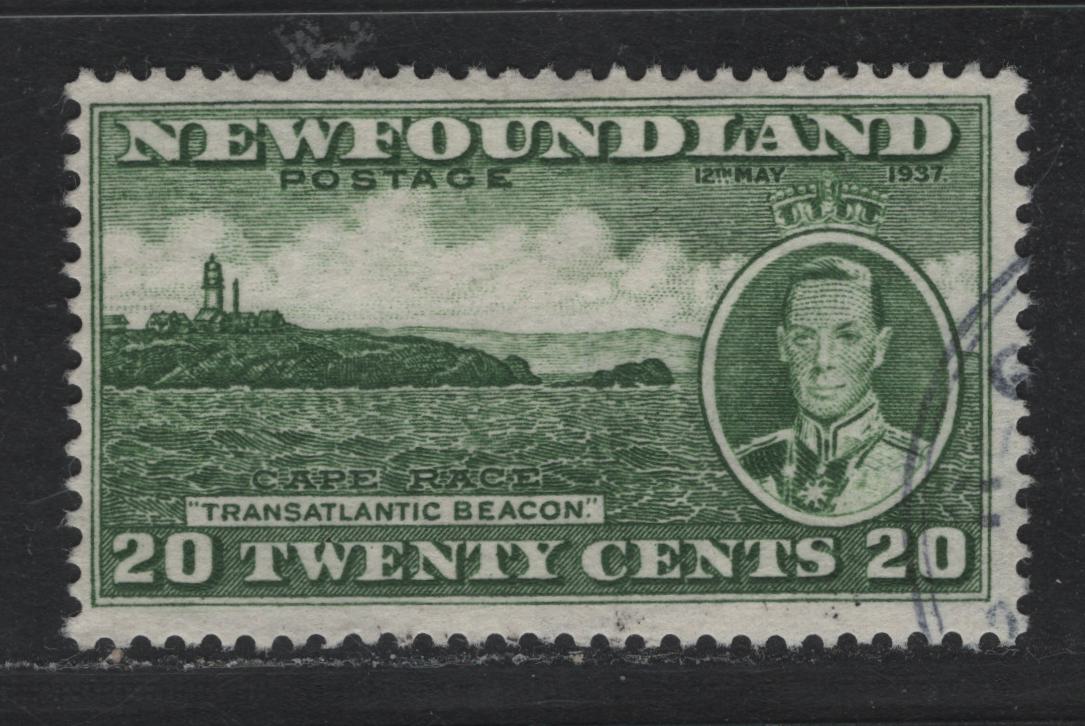 Lot 391 Newfoundland #240b 20c Bronze Green , 1937 Long Coronation Issue, A Fine Used Single, Comb Perf 13.3x13.25