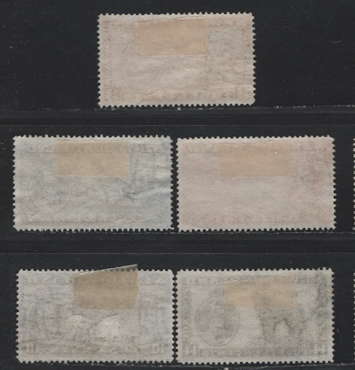 Lot 393 Newfoundland #234-238 3c- 14c Orange Brown - Black , 1937 Long Coronation Issue, 5 Fine/Very Fine used Singles, Line Perf 14.25